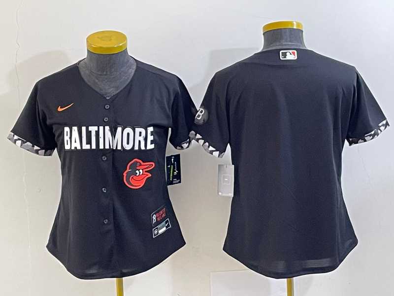 Womens Baltimore Orioles Blank Black 2023 City Connect Cool Base Stitched Jerseys